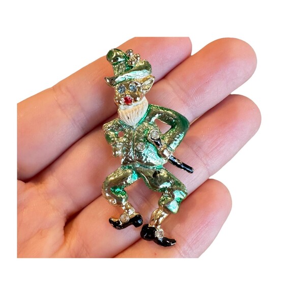 Vintage Enamel Dancing Irish Leprechaun Brooch Pin - Picture 1 of 2